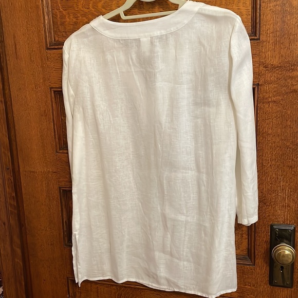 White linen top and pants for summer! JONES NY size L - Picture 3 of 5